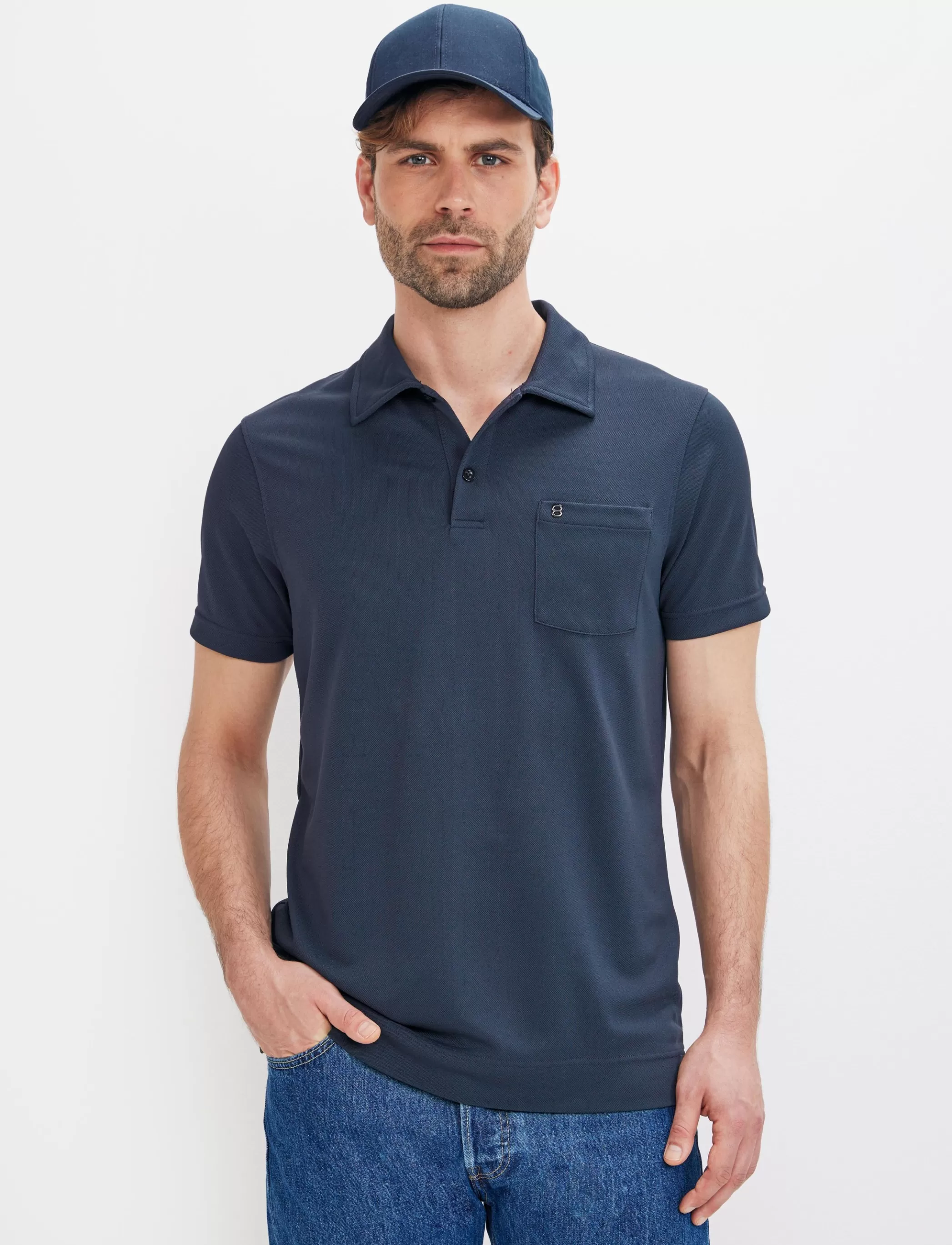 Shop Phase Tech Polo Shirt - Navy Klader